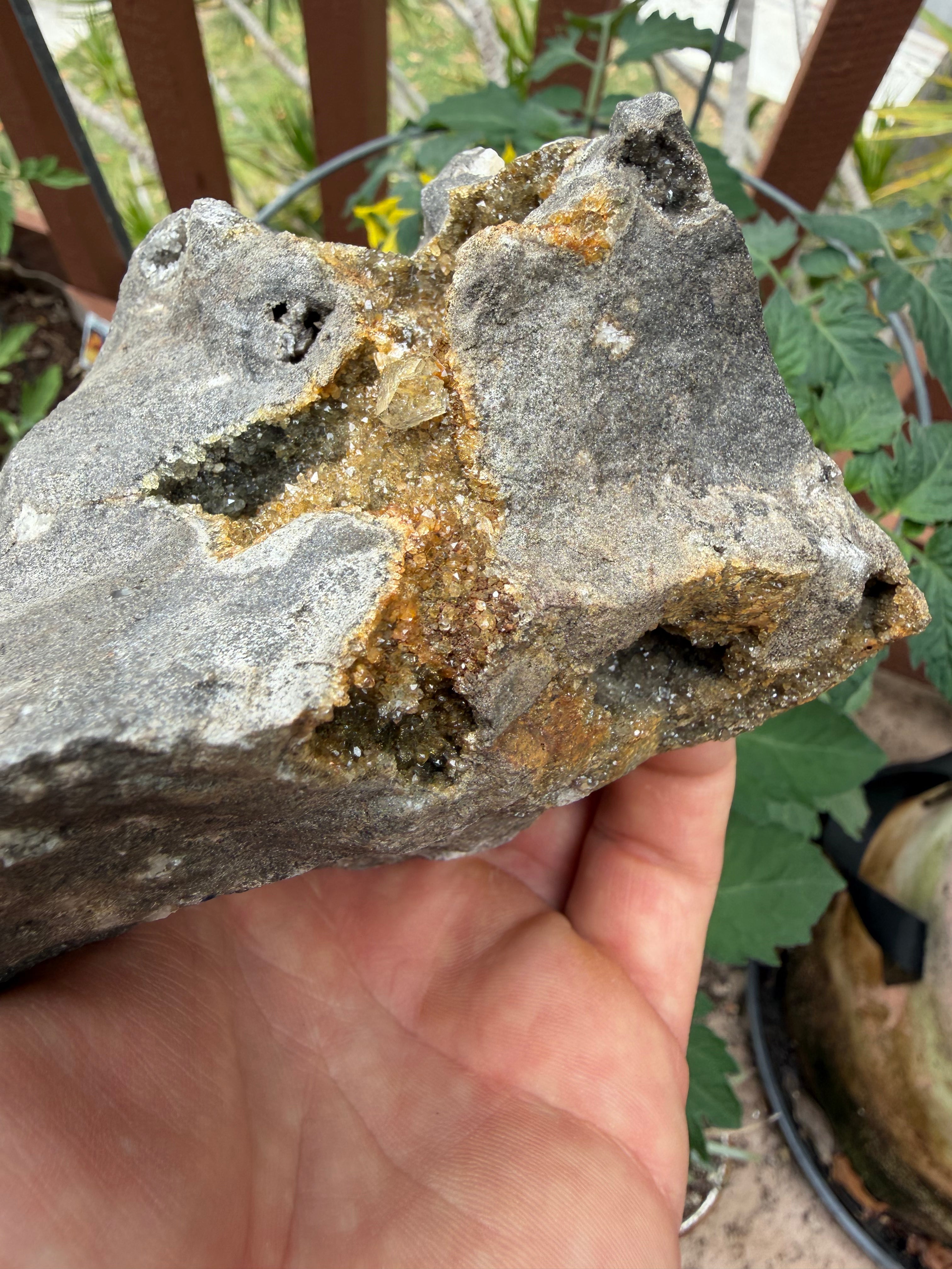 Herkimer Diamond and Iron-Stained Druse Specimen