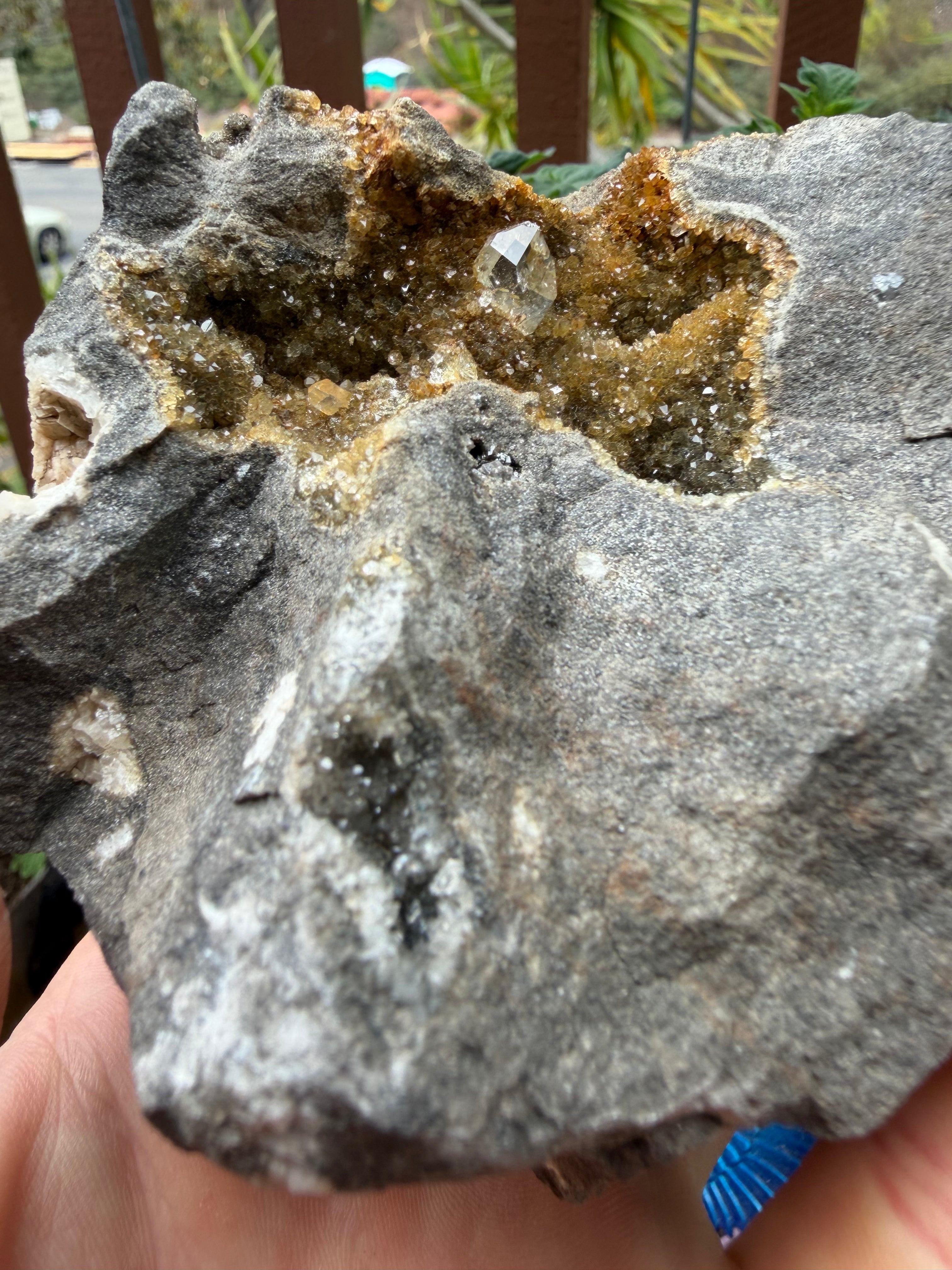 Herkimer Diamond and Iron-Stained Druse Specimen